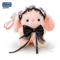 Porte-clés personnalisé en peluche lapin mignon avec nœud en dentelle, poupée lapin aux longues oreilles, cadeaux commémoratifs pour événements, lapin en peluche moelleux