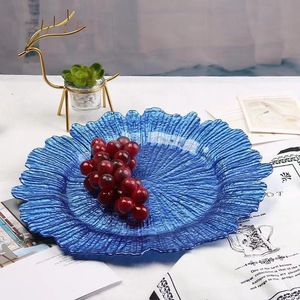 Assiettes de présentation en verre à bord irrégulier doré, écologiques, 13 pouces, vente en gros directe usine, plateau à fruits coloré - Product Image 4