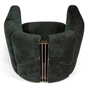 Chaise longue design moderne et haut de gamme de luxe <span class=keywords><strong>Fauteuil</strong></span> en velours <span class=keywords><strong>vert</strong></span> Sculptura avec détails en métal <span class=keywords><strong>Fauteuil</strong></span> <span class=keywords><strong>club</strong></span> contemporain - Product Image 2