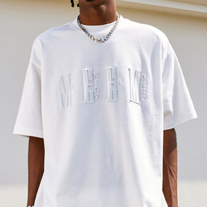 T-shirt personnalisé surdimensionné à sublimation, imprimé en 3D, streetwear, en coton épais, coupe carrée, gaufré - Product Image 3