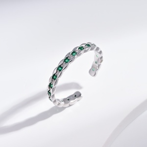 high quality plata 925 Silver Gemstone emerald <b>Ring</b> Green <b>Crystal</b> simple Stackable clover Everyday Wear zircon 14k gold <b>rings</b> - Product Image 1