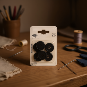 Bottoni Neri Ilan a 4 Fori 25mm Confezione da 6 Pezzi per Riparazione Abbigliamento - Product Image 2