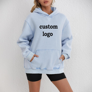 Mujeres de gran tamaño Parejas Heavyweight Vintage Acid Wash Hoodie Cotton Fleece Hoodies para mujeres - Product Image 1