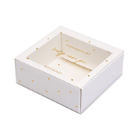 Boîte d'emballage personnalisée en PVC transparent et carton ivoire avec impression dorée pour cadeaux et emballages artisanaux