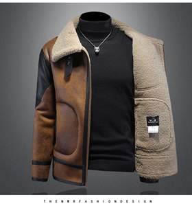 Veste en cuir pour <span class=keywords><strong>homme</strong></span>, col polo, nouvelle collection automne-hiver, doublée de fourrure, épaisse, intégrée, taille M-4XL - Product Image 3