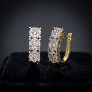 ต่างหูห่วงเพชรแท้ทรงคลาสสิกชุบโรเดียมทองคำขาว 14K น้ำหนัก 0.64 กะรัต ทรงเหลี่ยมเจียระไนสมมาตร ของขวัญสำหรับผู้หญิง - Product Image 1