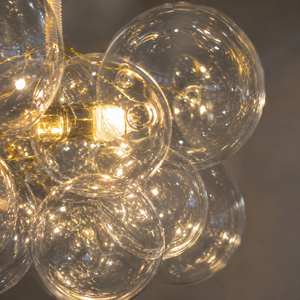 Teal Blue Bubble Glass <b>Cluster</b> Pendant Lamp Metal Ceiling Base Adjustable Wire For Hotel Cafe Interior Decoration <b>Lighting</b> - Product Image 3