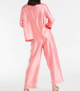 Raso camicia da notte Robe Set Lingerie 100% seta Posh rosa <span class=keywords><strong>Pj</strong></span> Set con maschera per gli occhi pigiameria pizzo pigiama morbido indumenti da notte Sexy - Product Image 3