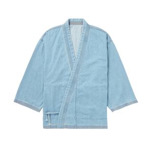 Veste en jean ample bleu clair 100 % coton à épaules tombantes pour homme - Product Image 3