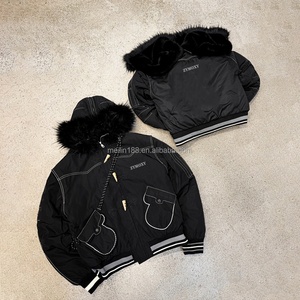 Custom Streetwear High Quality Zip up Coat Winter Warm Padded Bomber Bubble Puffer <b>Jacket</b> Faux Fur Hoody Down <b>Jacket</b> Designer - Product Image 1