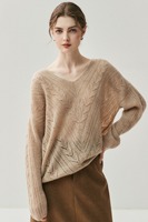 Pull en cachemire 100% - Coupe ample - Pull amincissant à col en V - Pull tricoté pour femmes - Automne et hiver