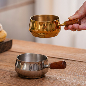 Tazón para Salsas de Acero Inoxidable 304 con Mango de Madera, Plato para Salsas de Comida Occidental, Cuchara para Condimentos, Plato para Salsas de Tomate y Ensalada - Product Image 1