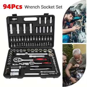 अंतिम 94 पीसी कार्बन स्टील पुरुषों के घर आवश्यक उपकरण सेट और कॉलेज के डॉर्म अपार्टमेंट या कार-हार्ड केस के लिए आपातकालीन किट शामिल - Product Image 5