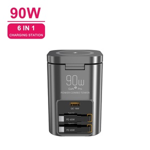 Estación de Carga <span class=keywords><strong>6</strong></span> en 1 de 90W con Cable USB-C Retráctil, Combinación de <span class=keywords><strong>Cargador</strong></span> USB y Tira de Alimentación, <span class=keywords><strong>Cargador</strong></span> Inalámbrico Magnético Plegable - Product Image 2