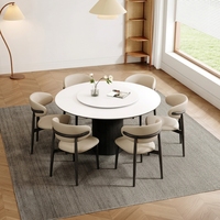 Table à manger ronde convertible en bois massif, design moderne minimaliste rétro français, meubles durables pour la maison, le bureau et le restaurant