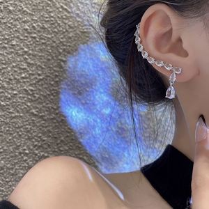 European and American 925 Silver Needle <b>Earring</b> Rhinestone Water Drop Zircon <b>Stud</b> <b>Earrings</b> Women's Design One-piece Ear Clip - Product Image 2