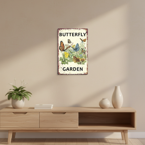 Letrero de hierro pintado con diseño de mariposas y jardín, estilo rústico floral, decoración de pared para patio y porche exterior, para graduación y Año Nuevo - Product Image 1