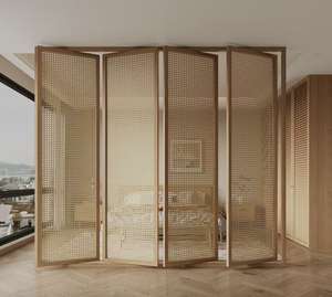 防水レーザーカットウッドルーム仕切りソリッドウォールナットチーク折りたたみスクリーン仕切り屋内屋外用 - Product Image 5