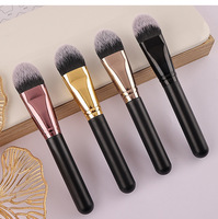 Ensemble de pinceaux de maquillage pour le visage en poils synthétiques vegan professionnels pour les sourcils, les yeux et le fond de teint - 1/2/3/4 pièces Noir & Marron