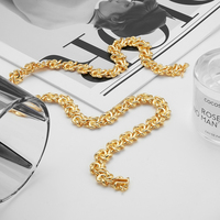Collar de Cadena con Hebilla de Nudo Geométrico, Chapado en Oro de 18K, Estilo Hip Hop para Mujer, Modelo P243527