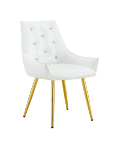 Fauteuil d'appoint moderne en cuir PU premium à motif crocodile, dossier décoré de diamants, pieds en métal chromé doré, pour la maison ou le bureau - Product Image 1