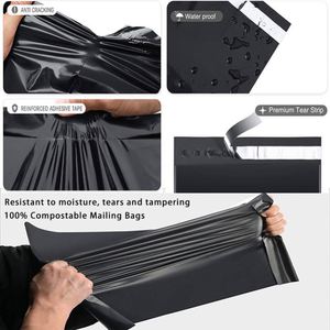 XC-BIO Custom Biodegradable Mailer Waterproof Matte Black Express Mailing <b>Bags</b> for Couriers - Product Image 4