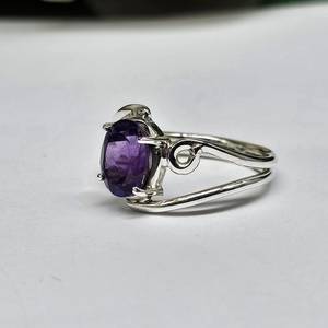 Handmade 925 <b>Sterling</b> <b>Silver</b> Women's Statement <b>Ring</b> Amethyst Gemstone <b>Set</b> in Oval Cut Diamond Bezel Setting for Weddings - Product Image 4