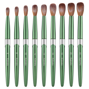 Luxury 9 Size Kolinsky Acrylic <b>Nail</b> Brush Set Marbled Wood Handle Rose Gold Ferrule for Powder <b>Extension</b> - Product Image 1