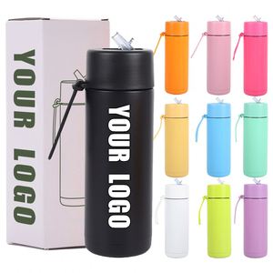 Custom 20oz Tumblers 304 Stainless Steel Tumblers Cup Sports Kettle Portable Silicone Handle <b>Straw</b> Cup <b>with</b> Custom logo - Product Image 1
