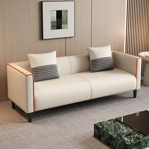 Sofá Doble de Cuero de Estilo Nórdico Minimalista Personalizado de Fábrica, Material Ecológico, Apto para Salas de Estar y Apartamentos - Product Image 5