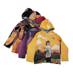 Coperta in cotone intrecciato 2023 Plus Size uomo Anime Patchwork arazzo felpe con cappuccio Streetwear arazzo abbigliamento coperta da tiro personalizzata