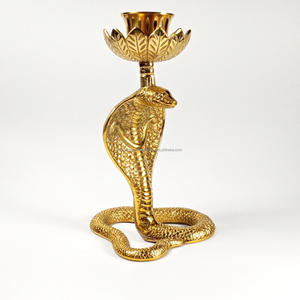 <b>Gold</b> Snake Design <b>Candle</b> <b>Holder</b> in Metal with Engraved Finished Perfect for Home Decoration and Restaurant or Bar Use - Product Image 1