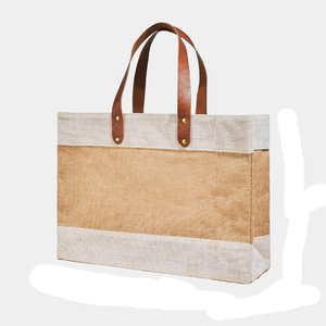 Bán buôn màu sắc tùy chỉnh kích thước in sinh thái thân thiện Tote với da xử lý mua trái cây rau đay thị trường Túi - Product Image 2