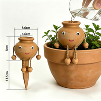 DIHAO Arrosoir en céramique rouge avec dispositif d'irrigation goutte-à-goutte automatique, indispensable pour l'entretien des plantes sans effort, parfait pour la maison et un incontournable en voyage