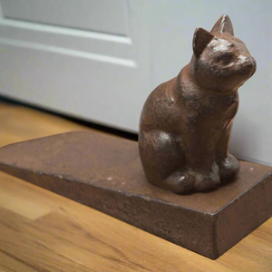 Tapón de puerta de gato de alta calidad, herrero forjado de hierro fundido, artesanías a mano, soporte de puerta, decoración de puerta interior de metal para el hogar - Product Image 1
