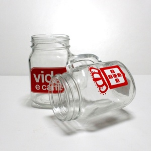 Phong Cách Hiện Đại Nước Ép Trái Cây Cốc Thủy Tinh Đặt Rượu Vang Bia Thủy Tinh Đầy Màu Sắc <span class=keywords><strong>Mason</strong></span> Lọ Với Kim Loại Nắp Xử Lý Bán Buôn Rỗng Lọ Thủy Tinh - Product Image 4