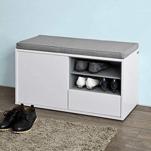 Armario de madera de melamina para zapatos, <span class=keywords><strong>Banco</strong></span> de zapatos con cajones y cojín de asiento acolchado para entrada - Product Image 3
