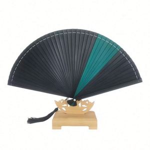 Abanico Plegable de Bambú con Tela de Seda Imitada Pintada de Negro, Recuerdos para Bodas y Fiestas, Regalos para Baby Shower con Bolsas de Regalo, Ecológico - Product Image 6