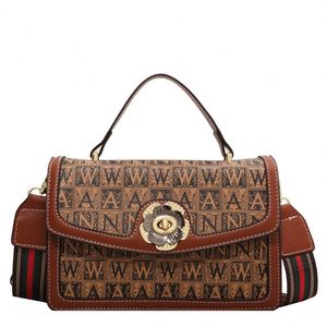 Retro <b>Small</b> square Bag 2022 New Texture Printing European and American Messenger Broadband Shoulder Bag Ladies Handbag - Product Image 1
