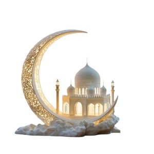 Élégant ornement <span class=keywords><strong>de</strong></span> lune du Ramadan avec une croissant scintillante et un <span class=keywords><strong>centre</strong></span> architectural lumineux sur un nuage gris, parfait - Product Image 5