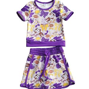 Conjunto de 2 Piezas de Ropa Deportiva para Niñas, Camiseta y Falda/Shorts, Estilo Casual, Personalizado, con Diseño de Mascota Deportiva - Product Image 6