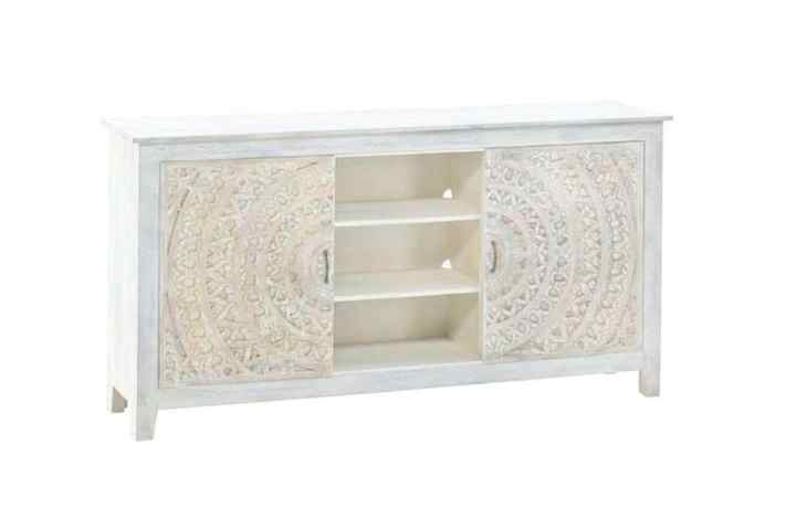 Antique Distressed Mango Wood Sideboard Media Unit for Home Bar Entry Laundry Room Wooden Furniture for Living Room TV Cabinet