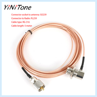 Yinitone SC-316 5M câble Coaxial RG-316 PL-259 SO-239 Extension faible perte pour câbles de Communication d'antenne d'autoradio Mobile