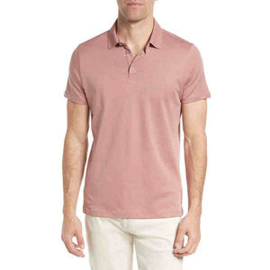 T-shirt de golf décontracté pour homme en jersey tricoté 100 % coton, couleur lavande unie, à col, manches courtes, respirant, léger, mode été, taille XL - Product Image 1