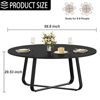 Table à manger ronde noire de 60 pouces, fournisseur direct d'usine en gros, mobilier commercial pour restaurants et hôtellerie