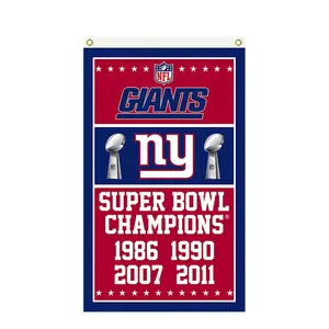 America sports team champions High quality New York Giants 3 x 5 Ft 100D polyester flag ODM banner with grommets