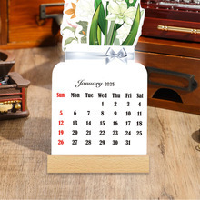 <b>Mini</b> Standing <b>Desk</b> Calendar Card Rectangle Month View Paper Minimalist Design For Time Management New Year - Product Image 1