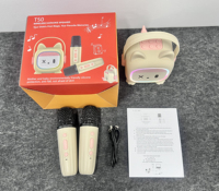 Système de karaoké portable 5W avec support pour carte TF, microphone sans fil à condensateur, haut-parleur pour enfants, cadeaux de Noël