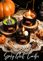 Bougie parfumée en cire de soja Citrouille Fantôme d'Halloween, écologique, longue durée de combustion, en boîte métallique, pour décoration de maison, fête, cadeau de fêtes