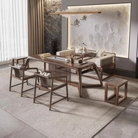 Nouvelle combinaison table et chaises en bois massif de style chinois, ensemble complet pour salon, usage domestique, table de réception pour la préparation du thé
